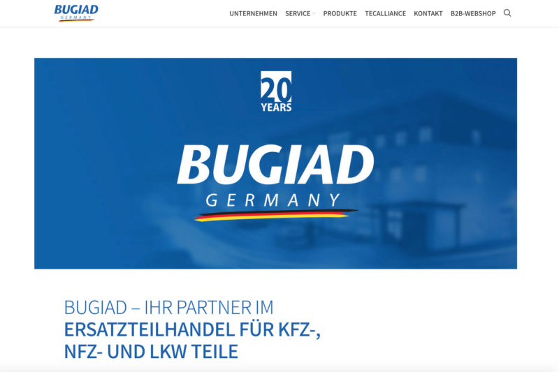 Bugiad Ersatzteilhandel Kfz Nfz Lkw Teile WordPress Webdesign Programmierung