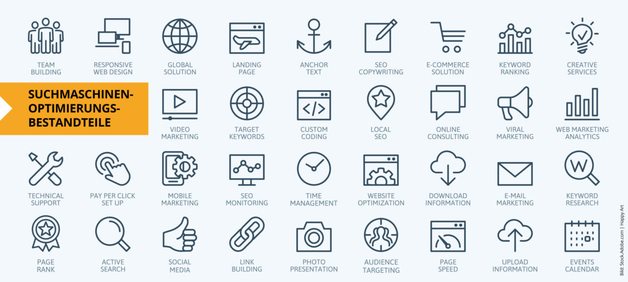 Outline Web Icons Set Search Engine Optimization. Thin Line We