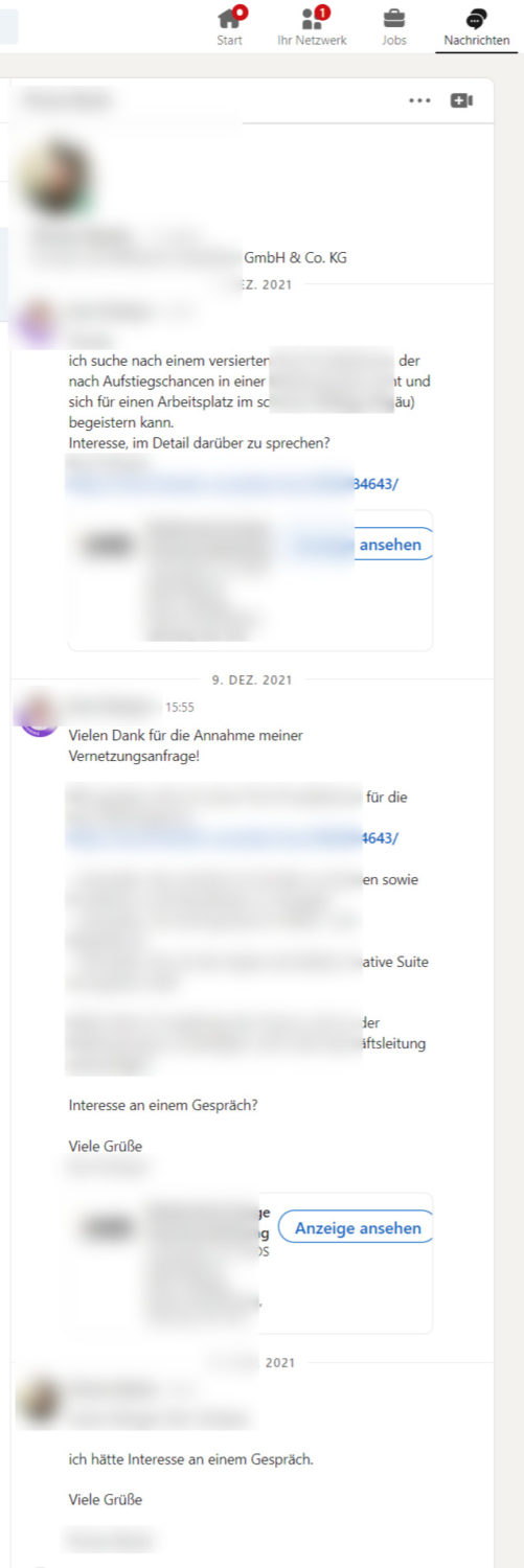 Mitarbeiter Finden Via Linkedin Antwort Nach Zweiter Nachricht