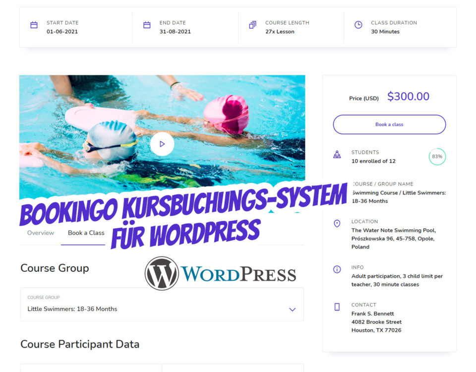 Bookingo Wordpress Kursbuchungssystem Einfach Ansprechend Leicht Verwaltend