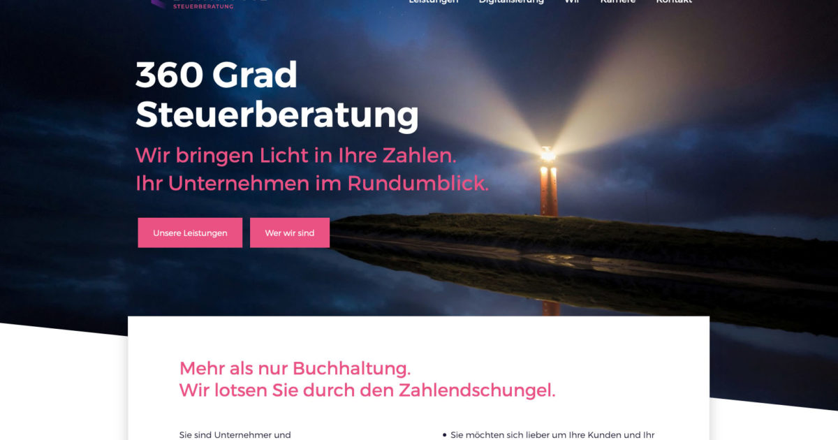 Markenentwicklung Branding Lighthouse Steuerberatung Steuerkanzlei Werbung Marketing Webdesign Internetseite