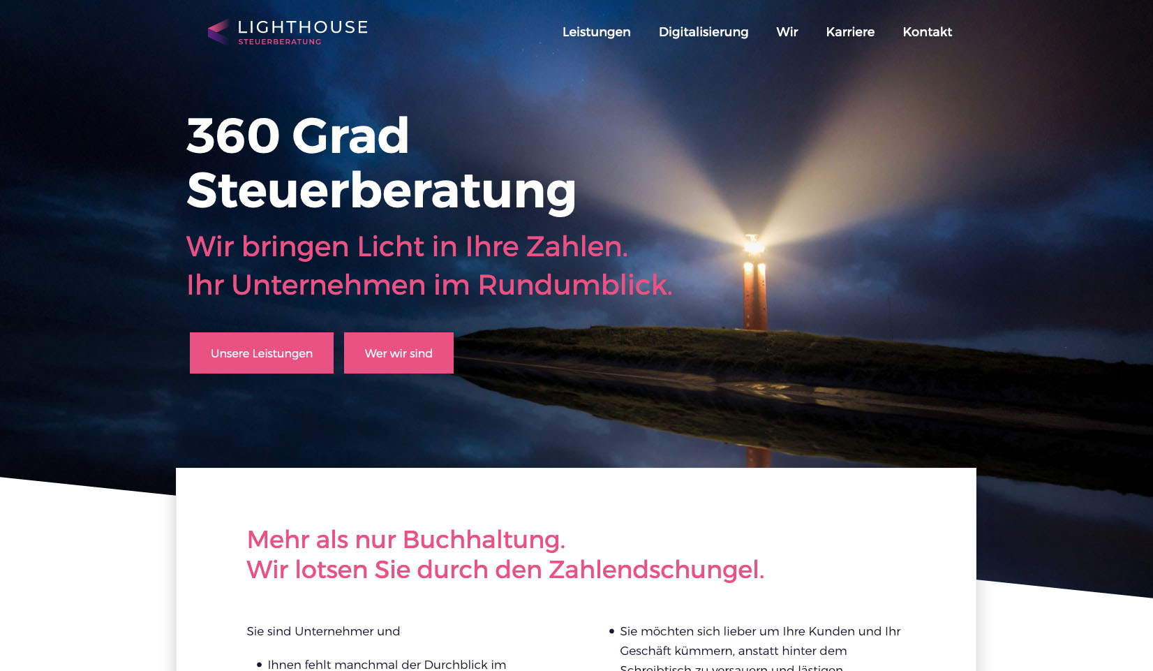 Markenentwicklung Branding Lighthouse Steuerberatung Steuerkanzlei Werbung Marketing Webdesign Internetseite