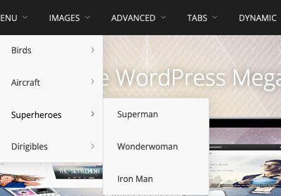 Mega Menue WordPress Navigation Mega Hauptmenue Header