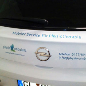 Physio Ambulanz Fahrzeugbeschriftung