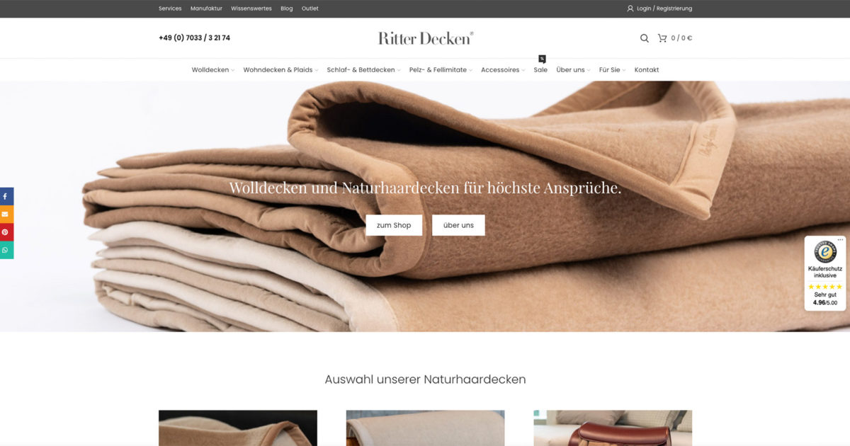 Ritter Decken Naturhaardecken Shop Online Kaufen