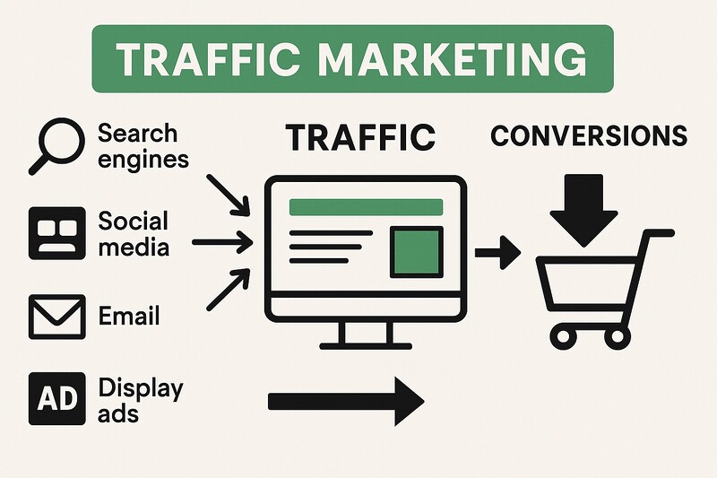 Traffic Marketing Strategie Besucher Klicks Reichweite Sichtbarkeit