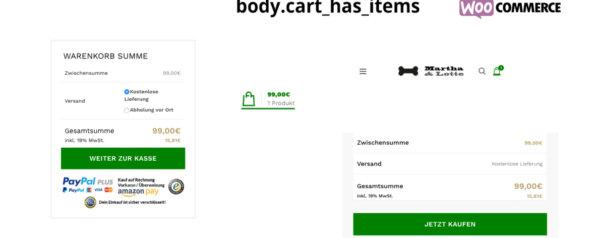 Woocommerce Add Body Class Cart Has Items Products Sales Boost