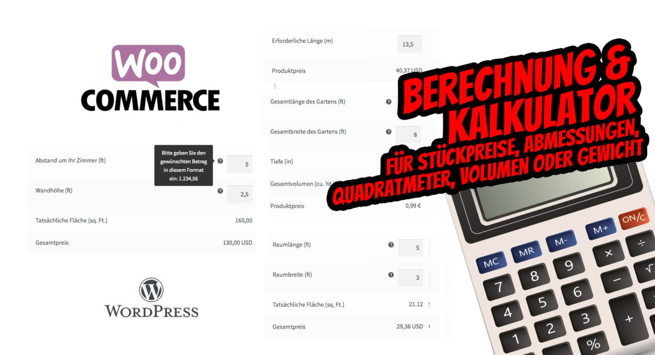 Woocommerce Preisrechner Kalkulator Stueckpreise Abmessungen Flaeche Quadratmeter Volumen Gewicht