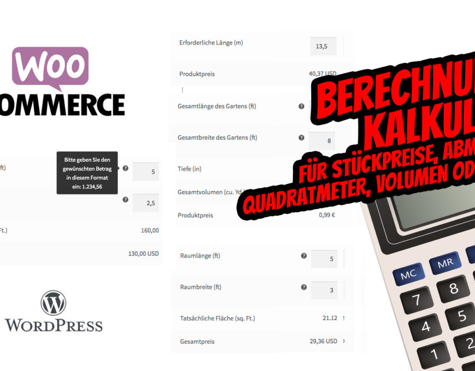 Woocommerce Preisrechner Kalkulator Stueckpreise Abmessungen Flaeche Quadratmeter Volumen Gewicht