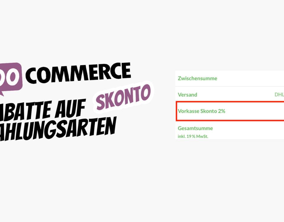 Woocommerce Skonto Vorkasse Zahlung Rabatt Zahlungsarten