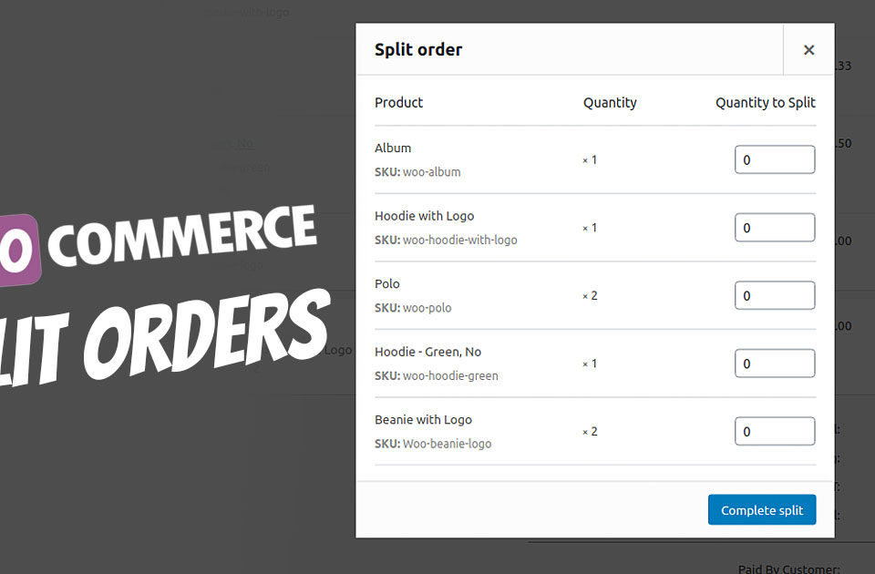 Woocommerce Split Orders Bestellung Aufteilen Auftragsliste Geteilt Abarbeiten